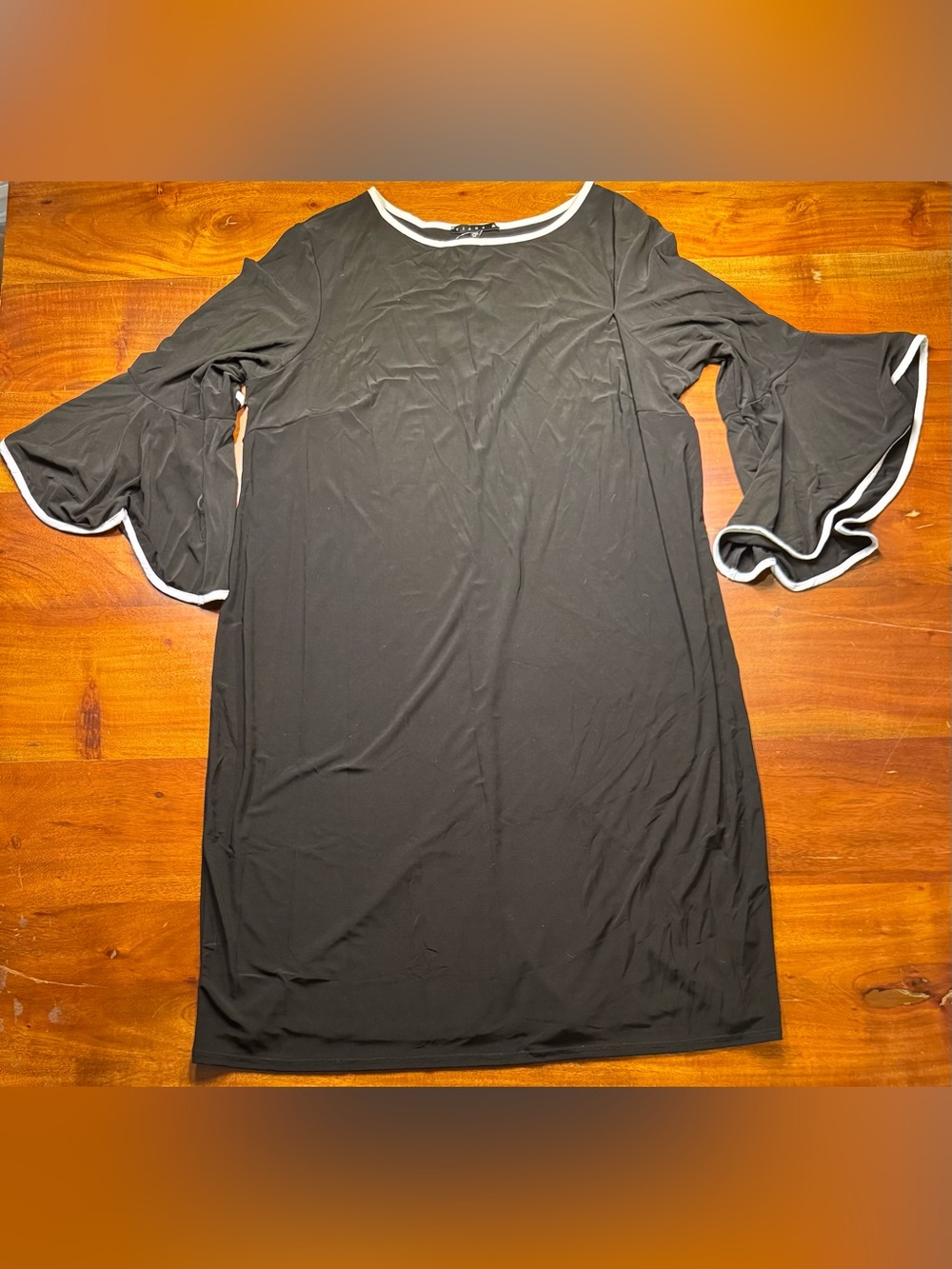 Tiana B. Plus Size 3/4 Bell Flared Sleeve Black Party Dress Pullover Sz 1X -NWT